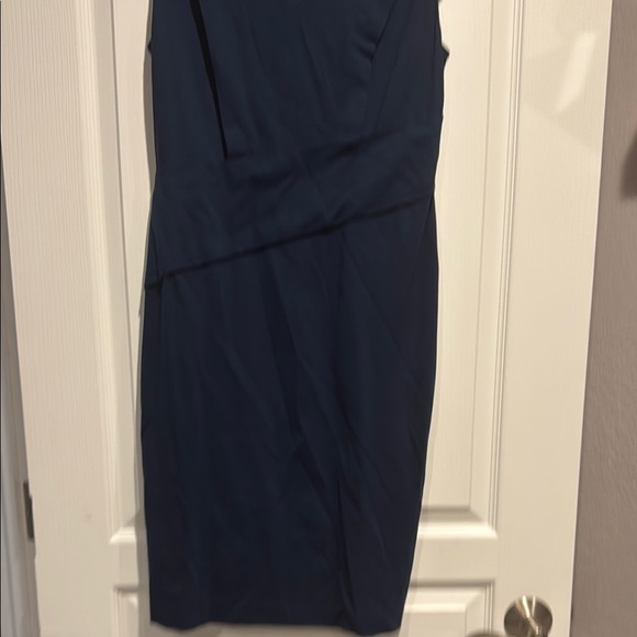 Adrianna Papell Blue Ruched Sheath Midi Dress - Picture 4 of 8